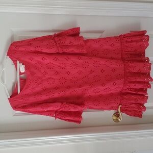 By Anthropologie Dani Pink Eyelet Lace Tunic Dress Size 8